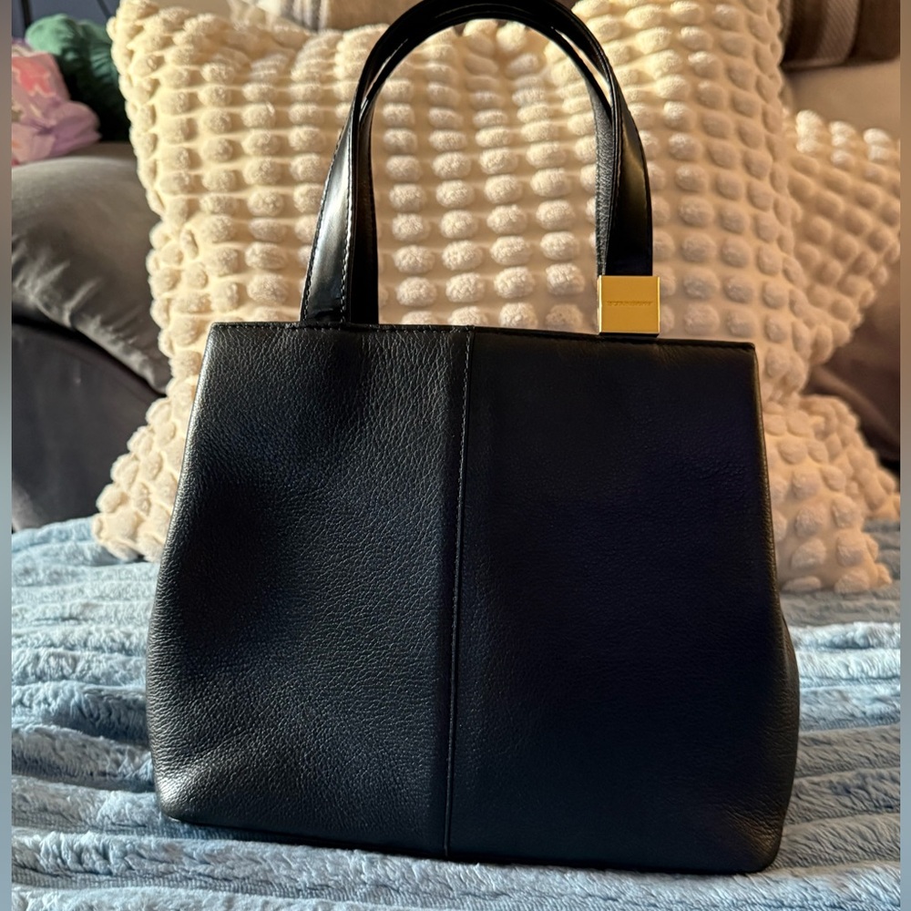 Burberry Elegant Black Leather Mini Tote Bag